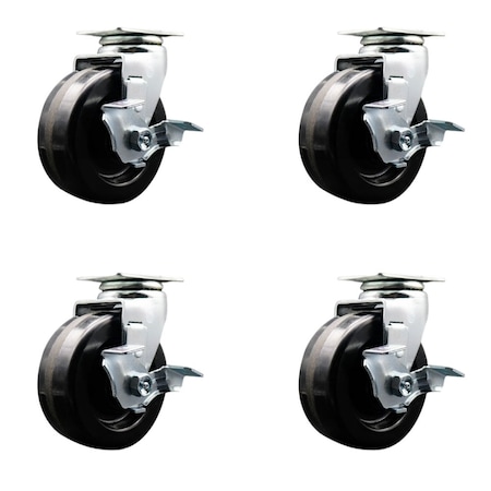 Service Caster Tool Box Caster Wheel Set 5'' Phenolic Swivel Casters, 4PK TOOL-SCC-20S520-PHB-TLB-4